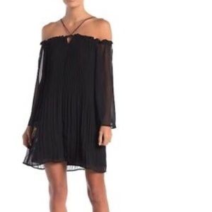 NWT: Black Off the Shoulder Pleated Dress. Size 10